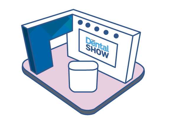 An exhibition stand illustrated with the Scottish Dental Show logo.