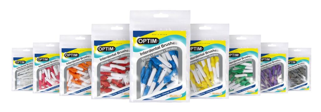 The OPTIM interdental brush range in bags of 25.